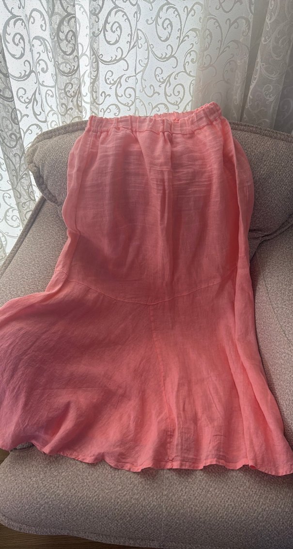 Pembe Uzun Keten Salaş Etek - Görsel 4