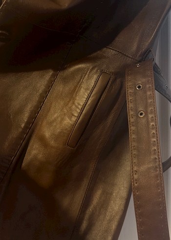 Kahverengi Kürklü Deri Kadın Ceket - Görsel 5