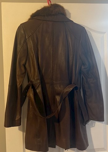 Kahverengi Kürklü Deri Kadın Ceket - Görsel 7