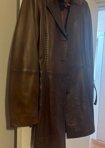 Kahverengi Kürklü Deri Kadın Ceket - Görsel 6