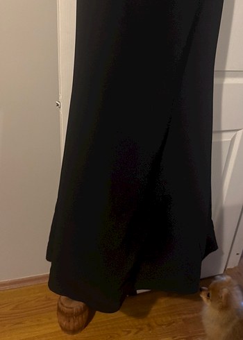 Beyaz Siyah Uzun Drapeli Straplez Abiye Elbise - Görsel 5