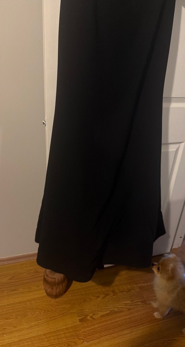 Beyaz Siyah Uzun Drapeli Straplez Abiye Elbise - Görsel 5