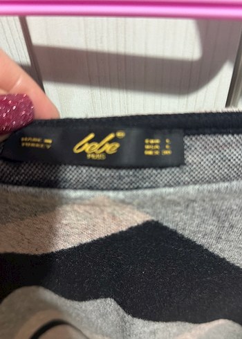 Gri Zebra Desenli Kadın Örgü Kazak - Görsel 2