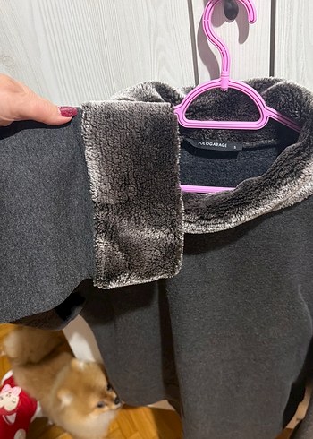 Gri Kadın Peluş Detaylı Sweatshirt - Görsel 3