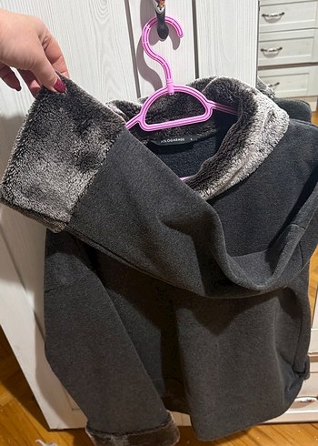 Gri Kadın Peluş Detaylı Sweatshirt - Görsel 4