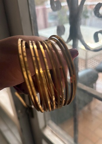 Altın Renkli Elastik Kadın Bileklik 10 adet - Görsel 4