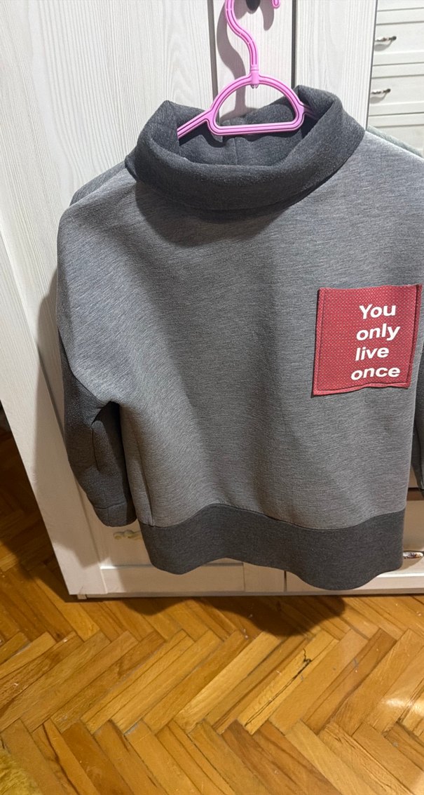 Kadın Gri Kapüşonsuz Sweatshirt - Görsel 3