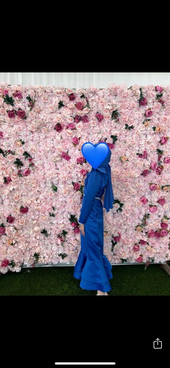 Uzun Mavi Fırfırlı Abiye Elbise - Görsel 3