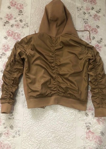 Kadın Bej Kapüşonlu Ruffle Detaylı Ceket - Görsel 3