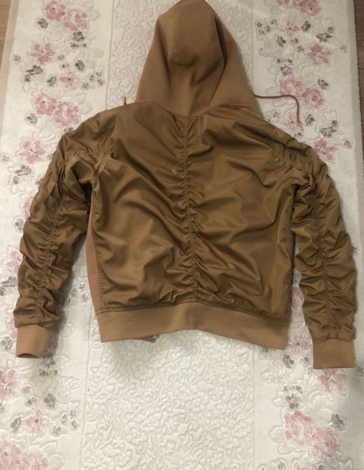 Kadın Bej Kapüşonlu Ruffle Detaylı Ceket - Görsel 3