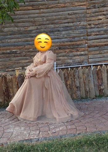 Bej Bohem Uzun Dökümlü Kadın Elbise - Görsel 2