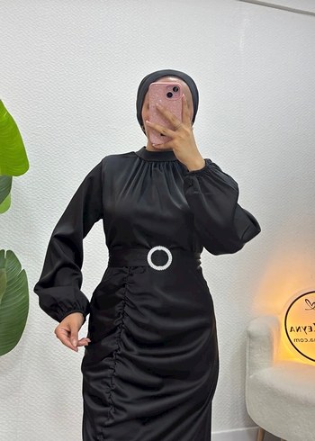 Siyah Uzun Drapeli Gotik Elbise - Görsel 2