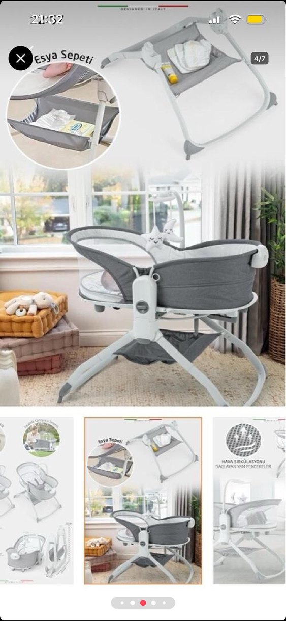 Gri Çok Fonksiyonlu Bebek beşik - Görsel 2