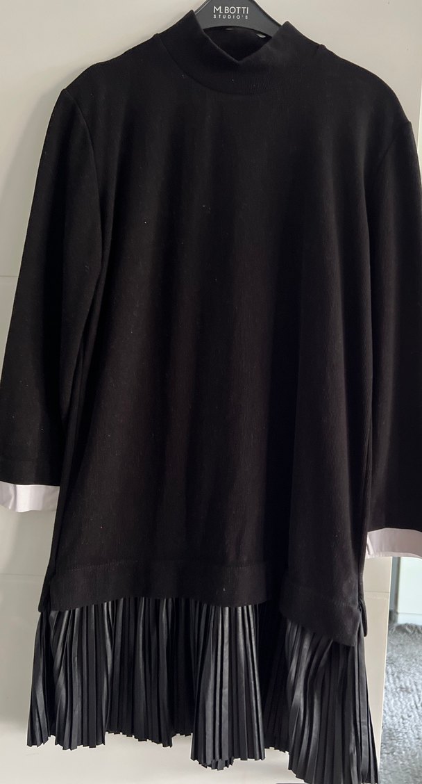 Siyah Piliseli Midi Kadın Triko Elbise - Görsel 2