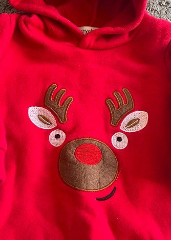 Kırmızı Nakışlı Erkek Bebek Polar Tulum - Görsel 2