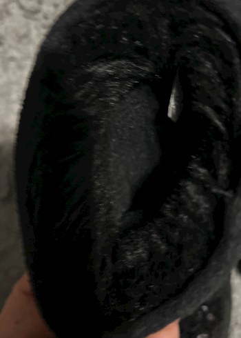 Kız Çocuk Gri Kürklü Sıcak Ev Terliği - Görsel 2