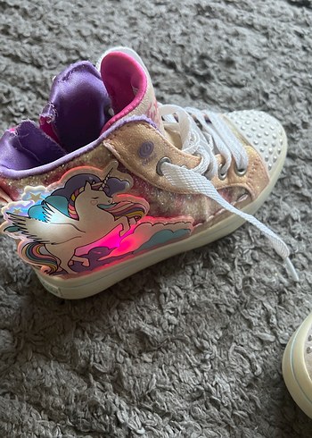 Renkli Bağcıklı ve fermuarlı Kız Çocuk Spor Ayakkabısı - Görsel 2