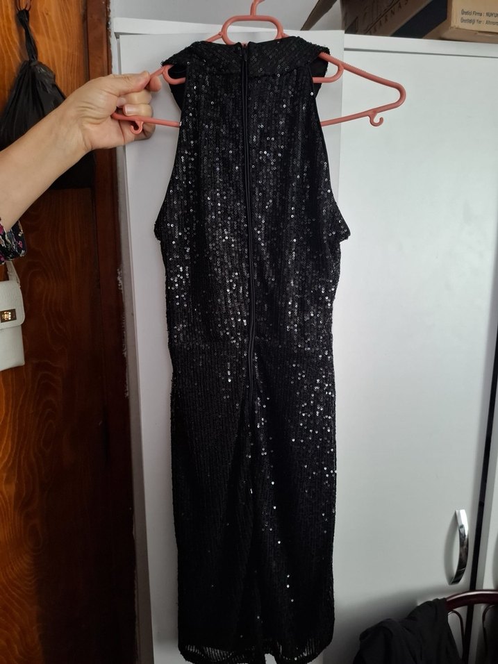 Siyah Parlak Mini Abiye Elbise - Görsel 2