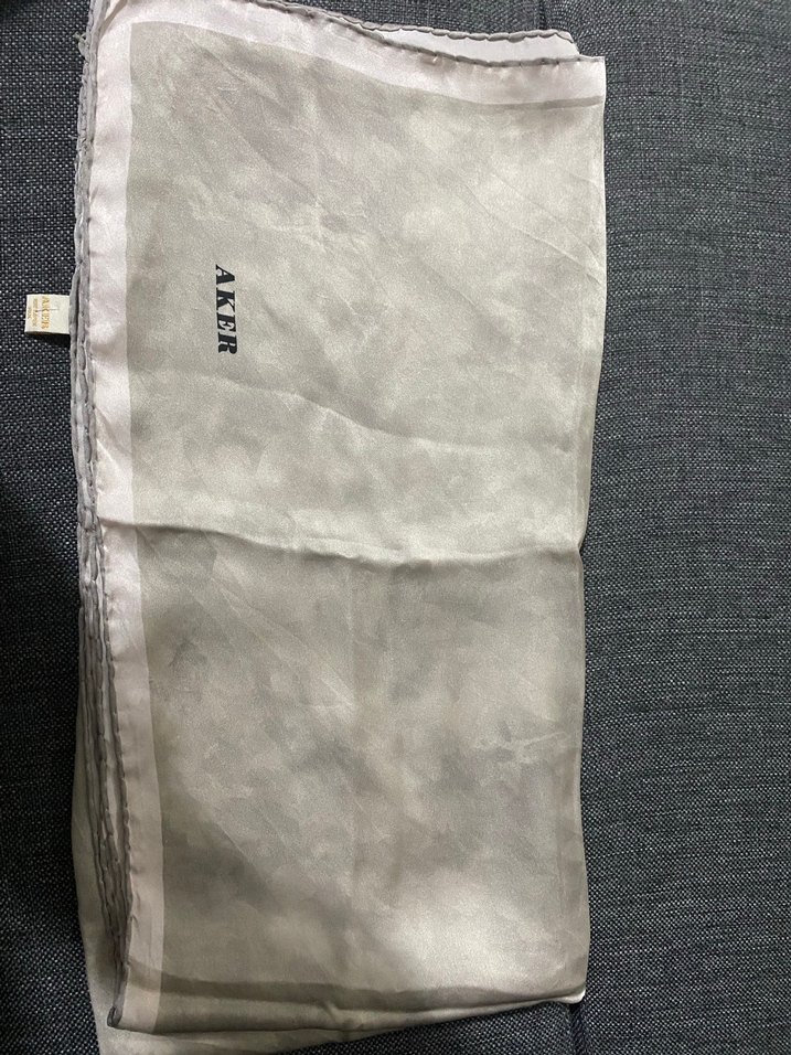 Gri Kadın Drapeli Saten eşarp/fular - Görsel 2