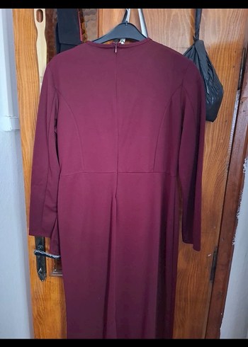 Bordo Drapeli Uzun Abiye Elbise - Görsel 4