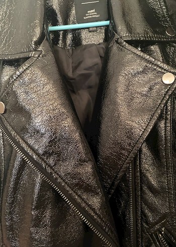 Kadın Siyah Deri Biker Ceket - Görsel 3