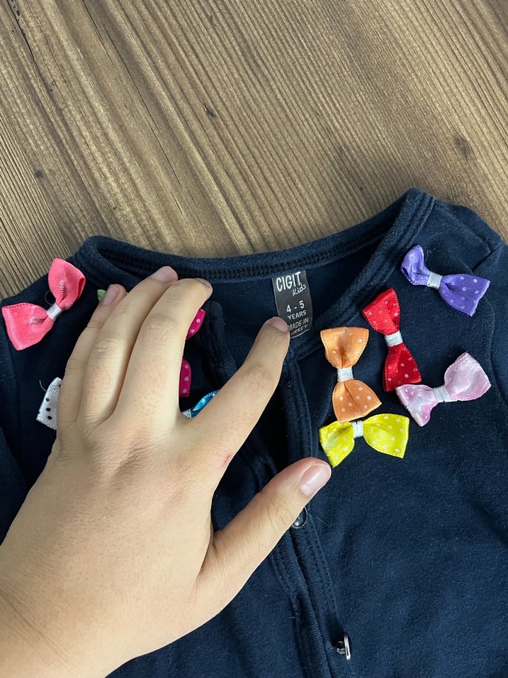 Kız Çocuk Çok Renkli Nakışlı Düğmeli Hırka CİGİT marka - Görsel 2