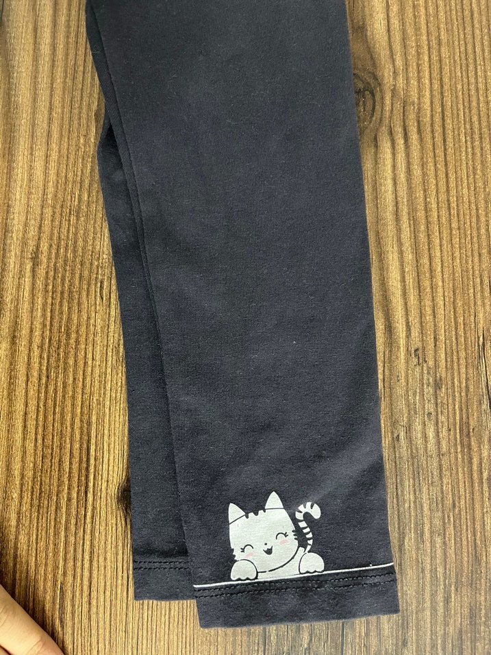 Kız Çocuk Gri Elastik Bel Denim Tayt - Görsel 3