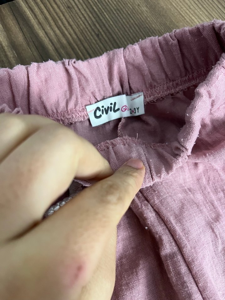 Kız Çocuk pembe Müslin Rahat Kesim Pantolon - Görsel 2