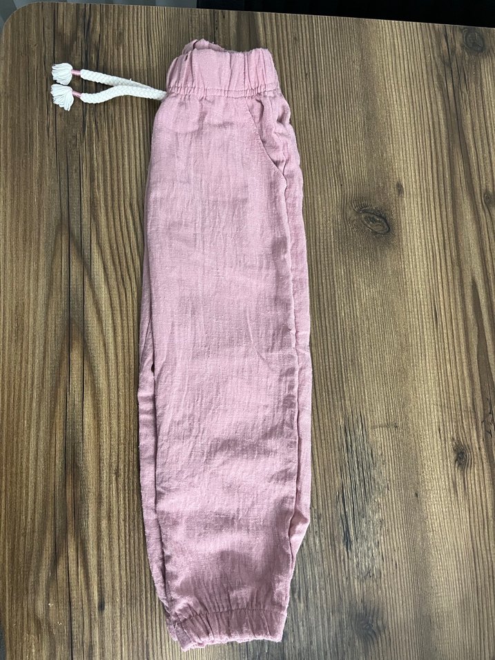 Kız Çocuk pembe Müslin Rahat Kesim Pantolon - Görsel 3