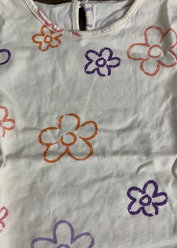 Çiçek Desenli Kız Çocuk Kısa Kollu Tişört - Görsel 2