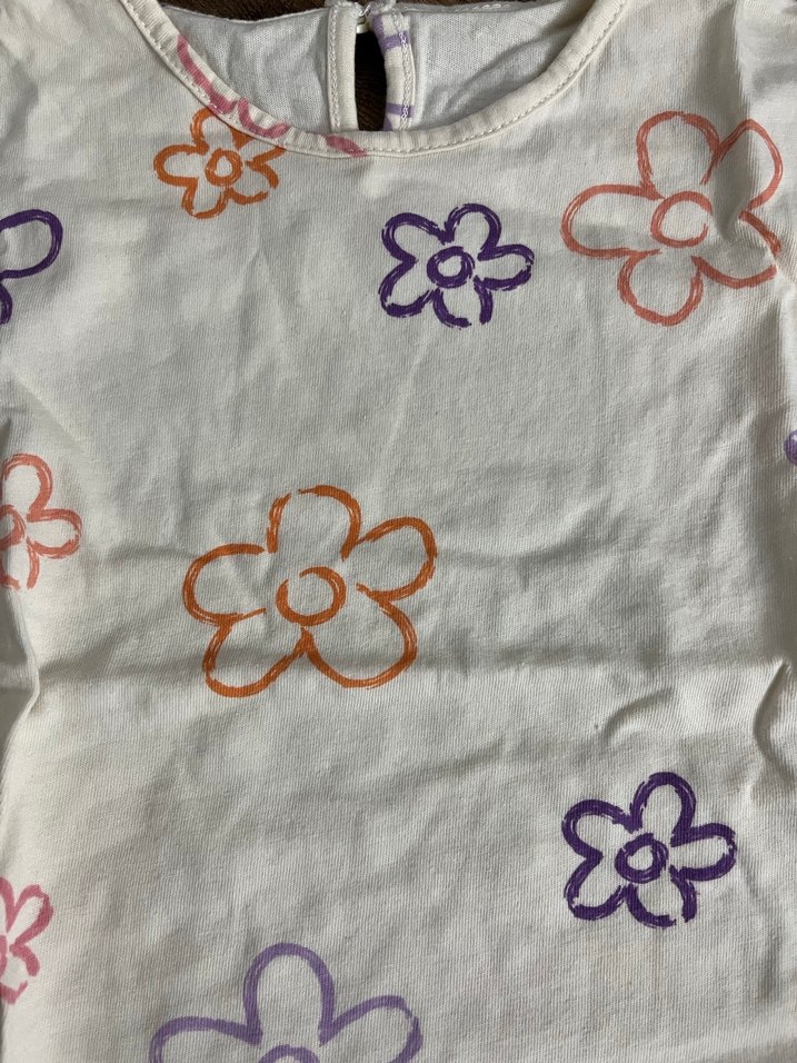 Çiçek Desenli Kız Çocuk Kısa Kollu Tişört - Görsel 2