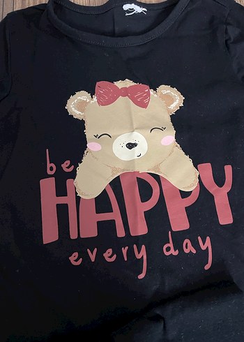 Kız Çocuk Siyah Baskılı Tişört ve Tayt Takımı - Görsel 3