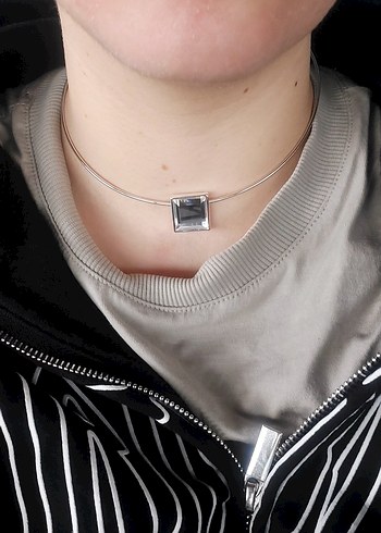 Çelik Gümüş Kadın Kolye - Görsel 3