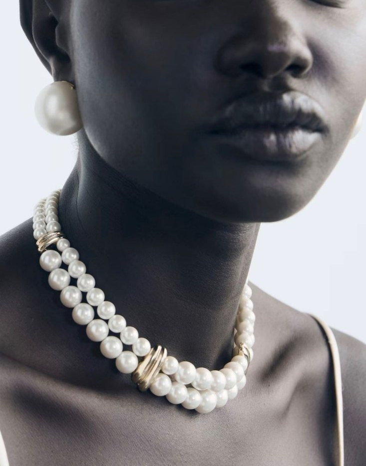 İnci Boncuklu Kadın Choker Kolye - Görsel 3