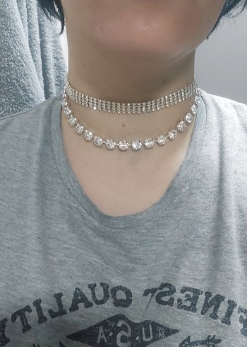 H&M Zincir ve Taş Detaylı Kolye Choker - Görsel 2