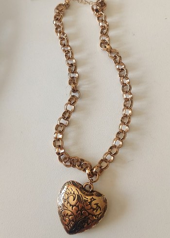 H&M Altın Renkli Zincir Detaylı Kalp Kolye - Görsel 2