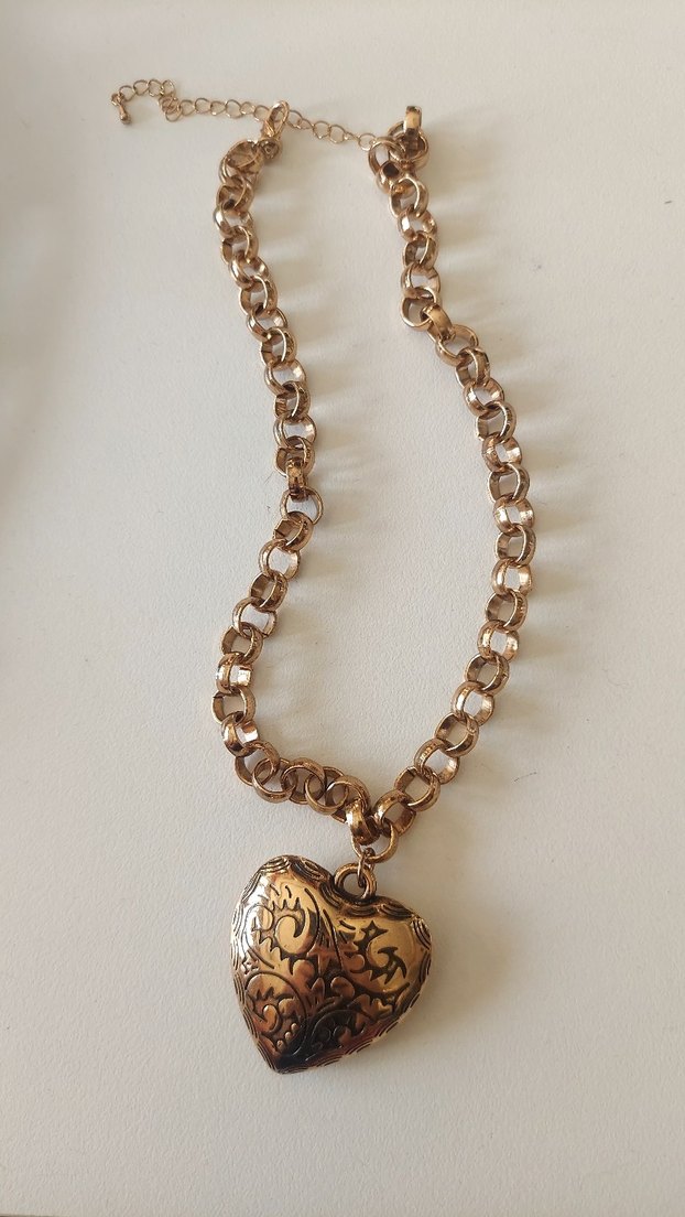 H&M Altın Renkli Zincir Detaylı Kalp Kolye - Görsel 2