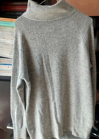 Gri Boğazlı Oversize Kadın Kazak - Görsel 2