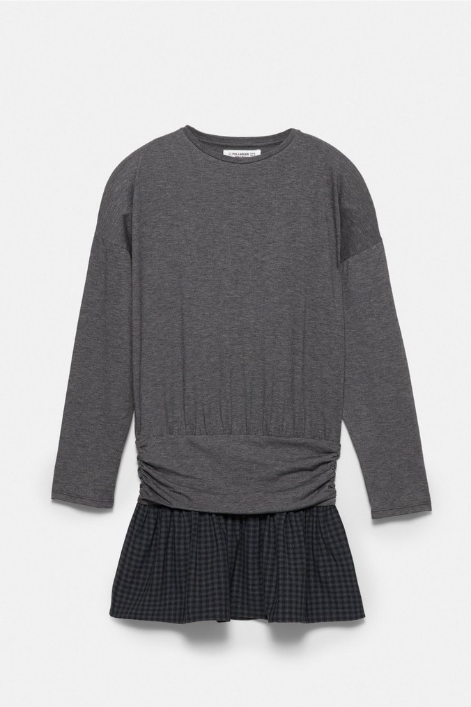 Pull&Bear Kareli Kombine Elbise - Görsel 2