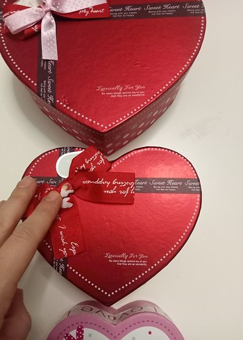 Kırmızı Kalp Şeklinde Hediye Kutuları Seti - Görsel 5