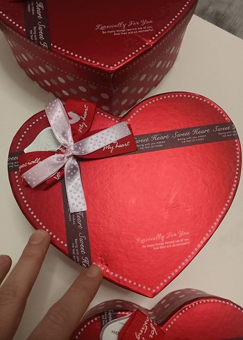 Kırmızı Kalp Şeklinde Hediye Kutuları Seti - Görsel 4