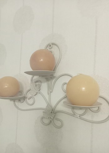 Beyaz Metal Duvar Mumluğu 3lü - Görsel 2