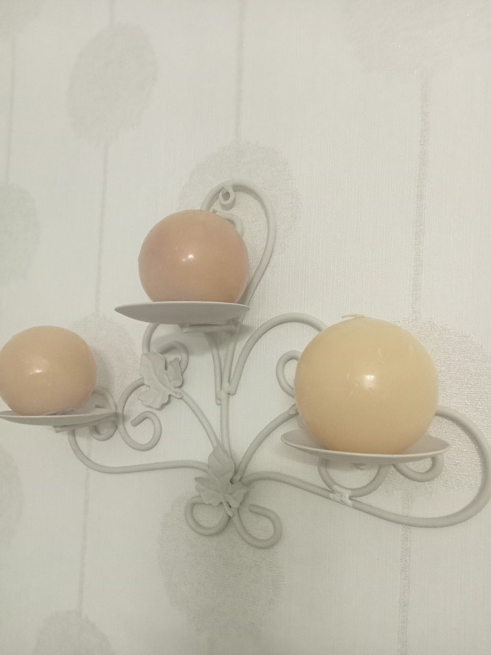 Beyaz Metal Duvar Mumluğu 3lü - Görsel 2