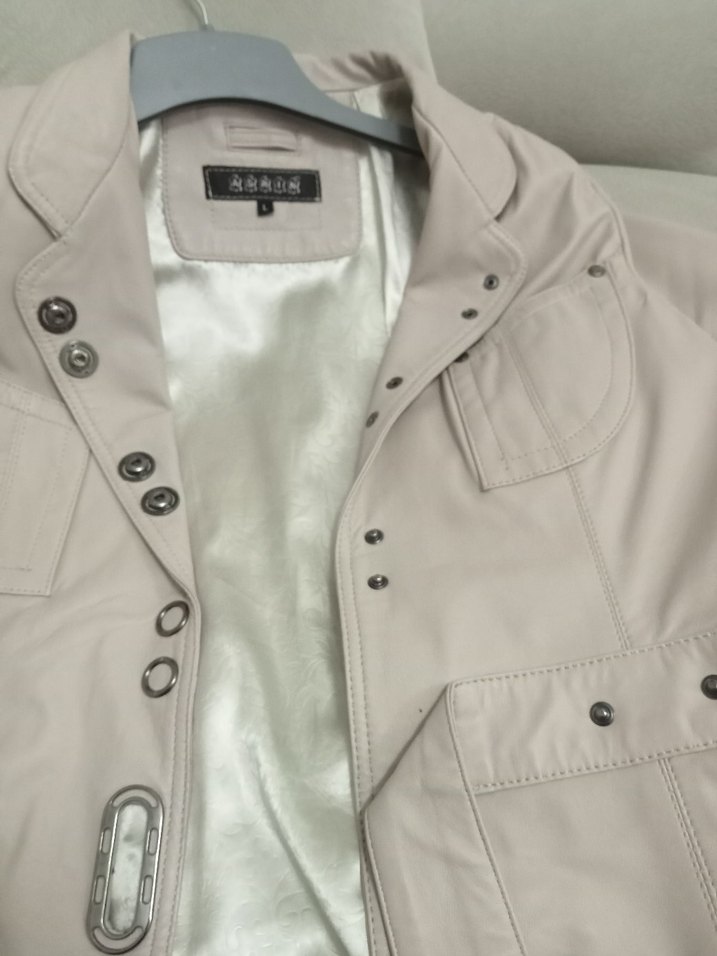 pudra renk deri ceket - Görsel 4