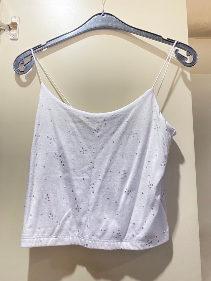 Beyaz İnce Askılı Mini Üst - Görsel 2