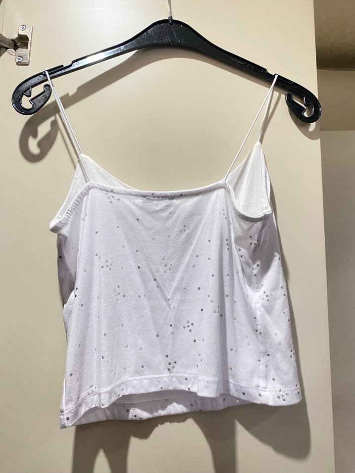 Beyaz İnce Askılı Mini Üst - Görsel 3