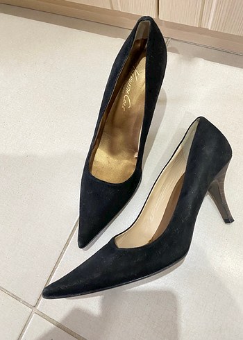 Siyah Süet Stiletto Kadın Ayakkabı - Görsel 2