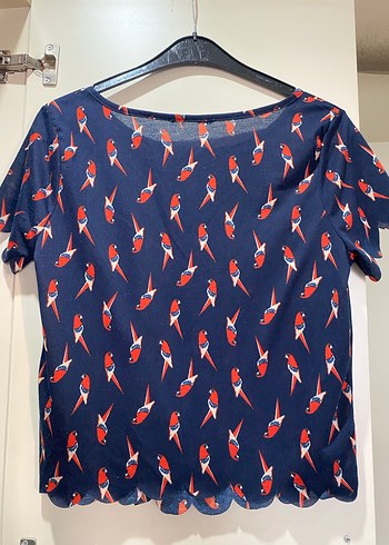 Renkli Baskılı Kısa Kollu Bluz - Görsel 2