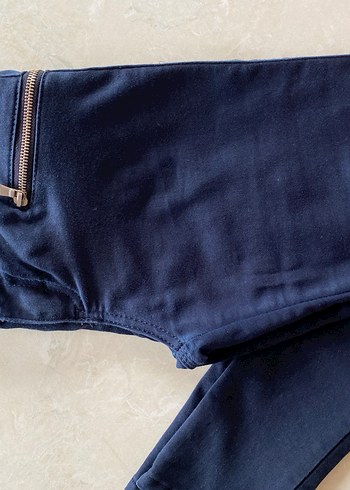 Fermuarlı Lacivert düşük bel Kot Pantolon - Görsel 5