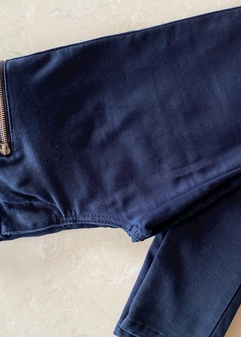 Fermuarlı Lacivert düşük bel Kot Pantolon - Görsel 3